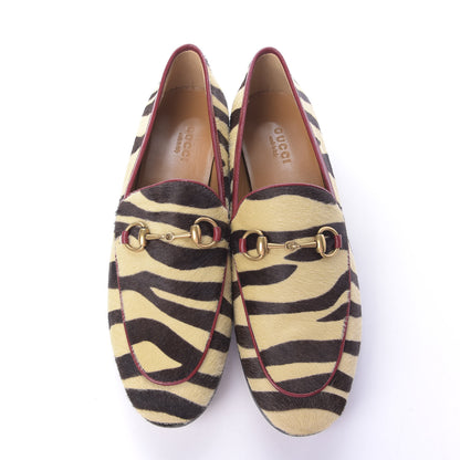 Gucci Calf Hair Tiger Print Womens Jordaan Loafers 37 Natural Black Romantic Cherry 6 of 11
