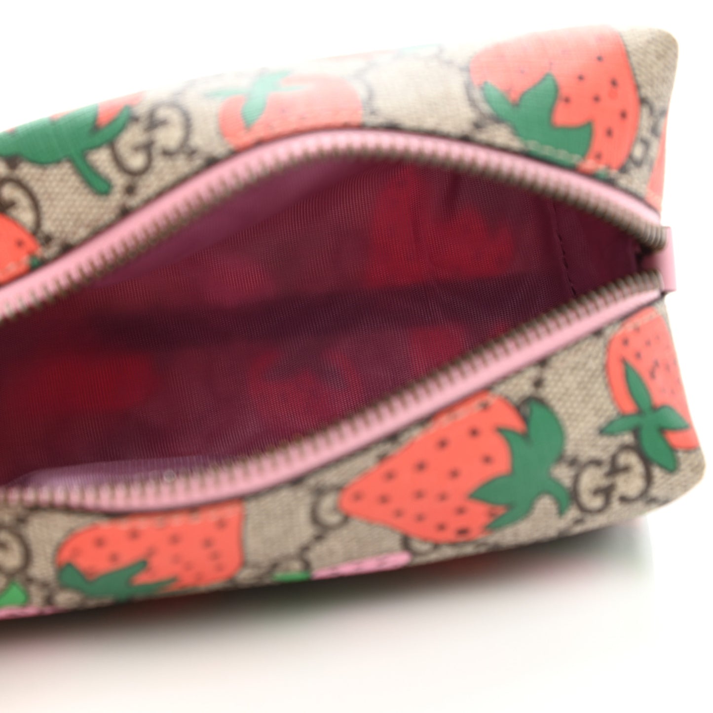 GG Supreme Monogram Strawberry Cosmetic Case
