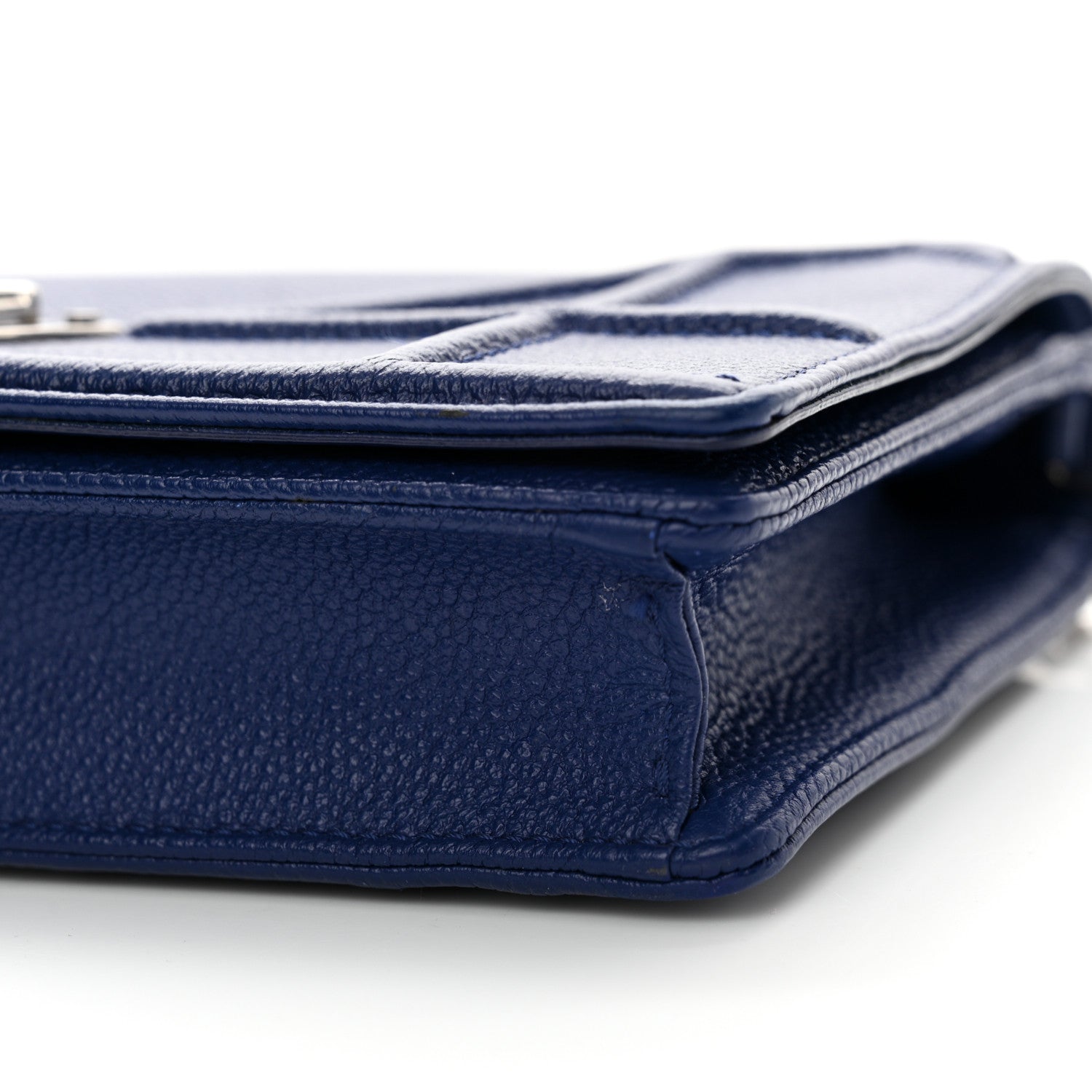 Christian Dior Grained Calfskin Diorama Wallet on Chain Pouch Blue 10 of 13