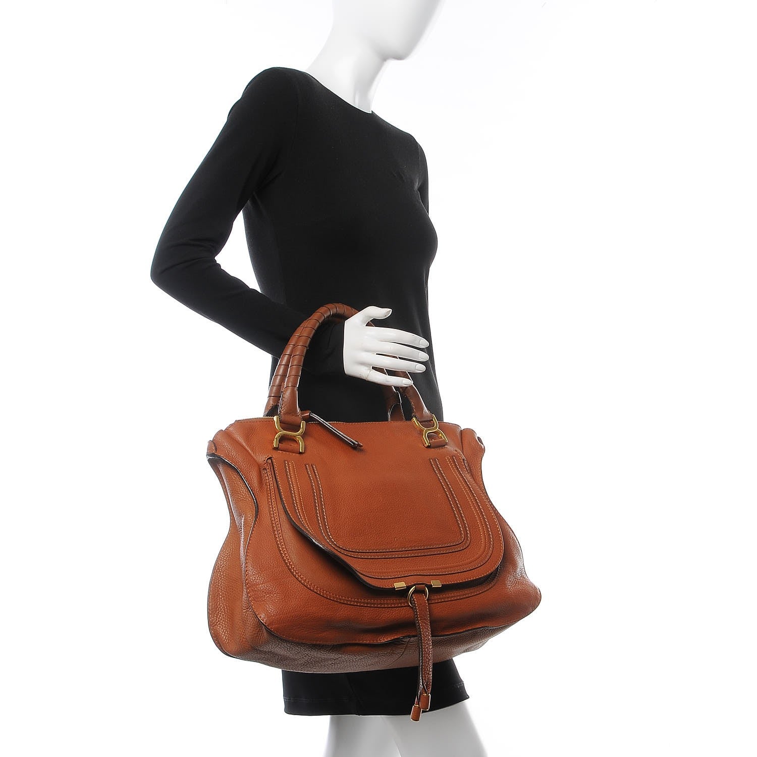 Chloe Calfskin Large Marcie Satchel Tan 2 of 8