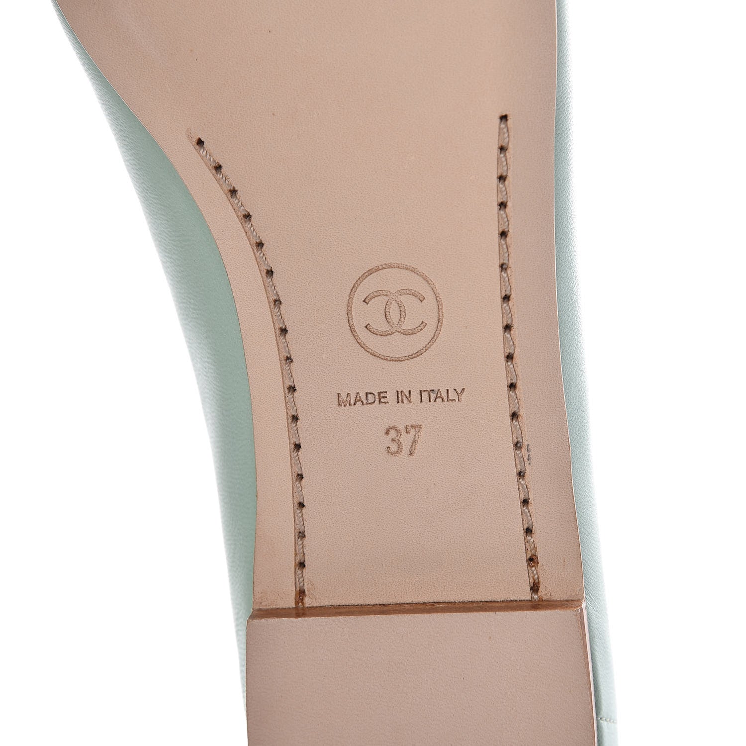 Chanel Lambskin Patent Cap Toe Ballerina Flats 37 Light Green 6 of 8