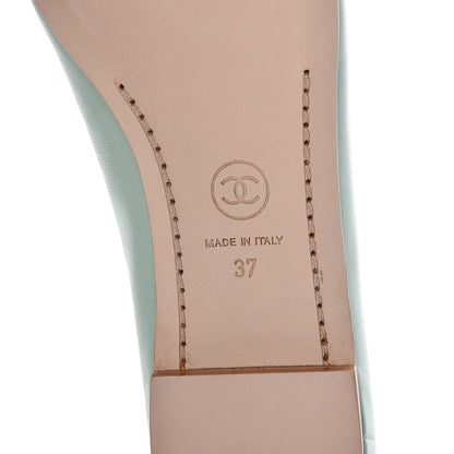 Chanel Lambskin Patent Cap Toe Ballerina Flats 37 Light Green 6 of 8