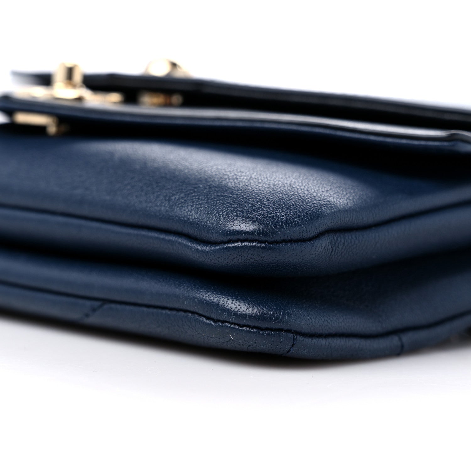 Chanel Sheepskin Chevron Quilted Double Chevron Waist Bag Navy Black 10 of 13