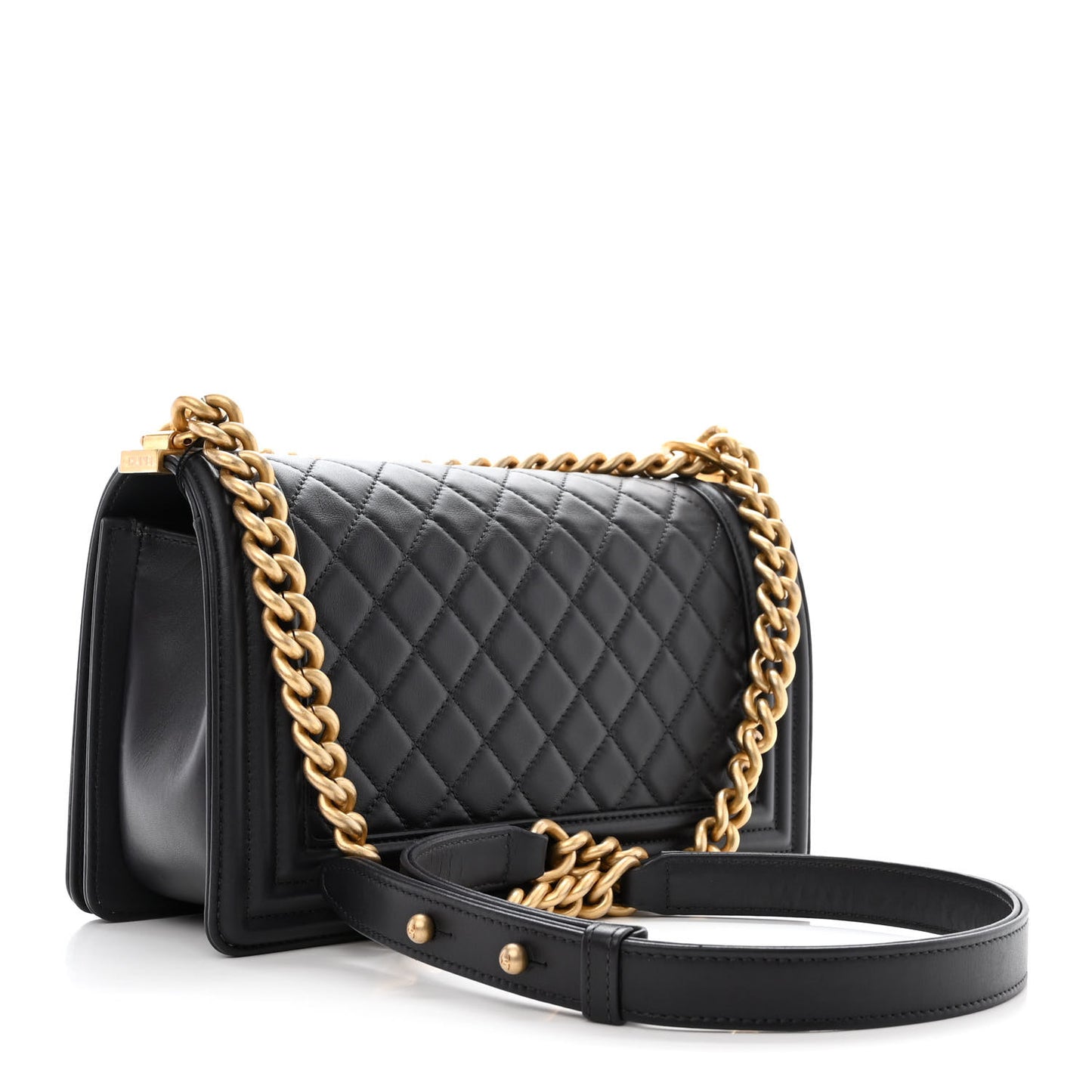 Calfskin Quilted Medium Boy Flap Black