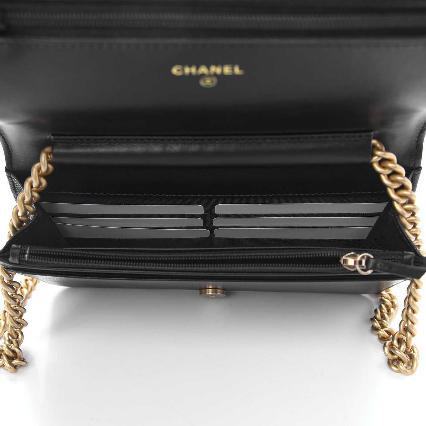 Caviar Quilted Boy Wallet On Chain WOC Black