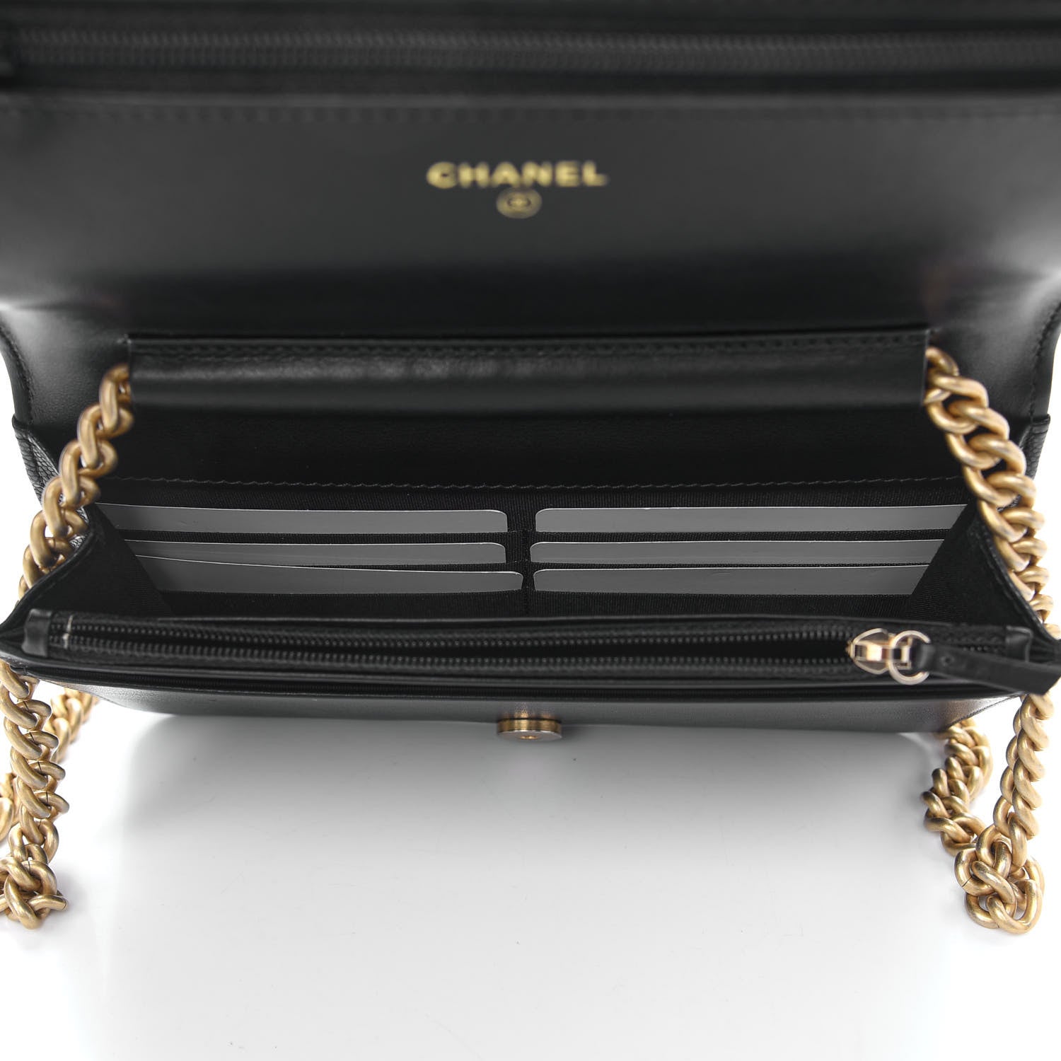 Chanel Caviar Quilted Boy Wallet On Chain WOC Black 5 of 9