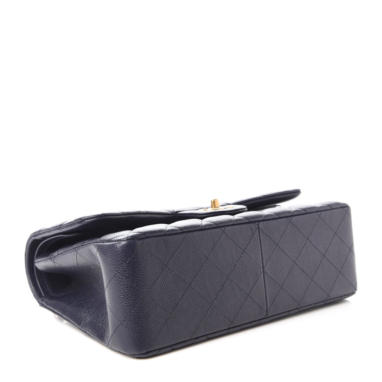 Caviar Quilted Jumbo Double Flap Navy Blue