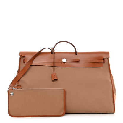 Hermes Military Toile Vache Hunter Herbag Cabine Zip 50 Chai Fauve 1 of 14