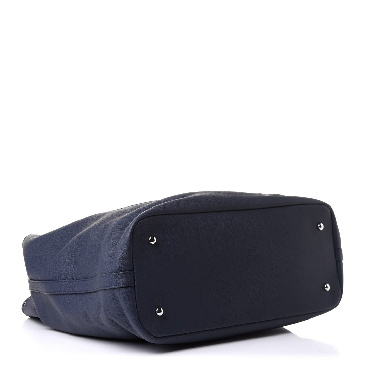 Grained Calfskin Large Coco Eyelets Shopping Tote Navy