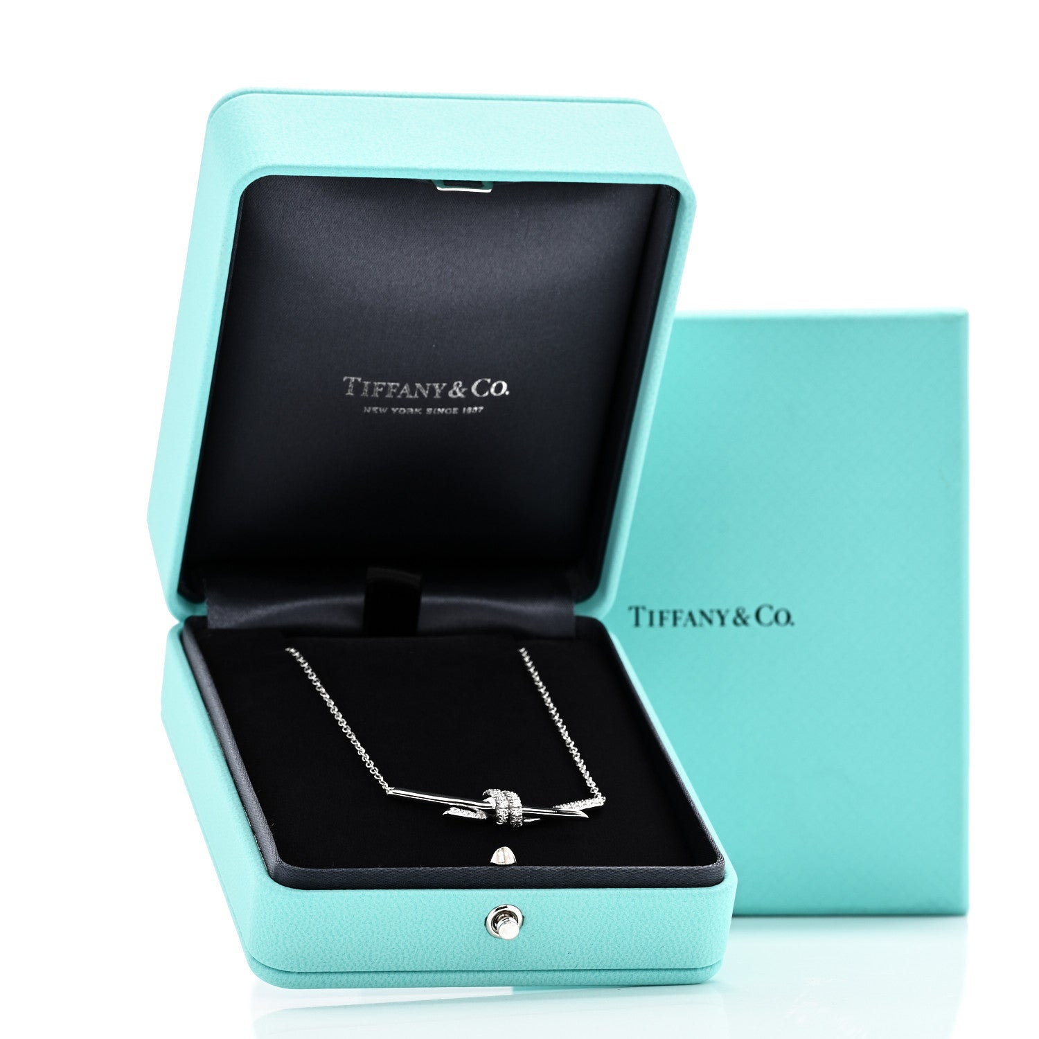 Tiffany 18K White Gold Diamond Knot Necklace 1804490 – FASHIONPHILE