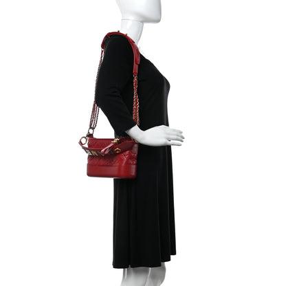 Chanel Aged Calfskin Quilted Small Gabrielle Logo Hobo Red 2 of 11