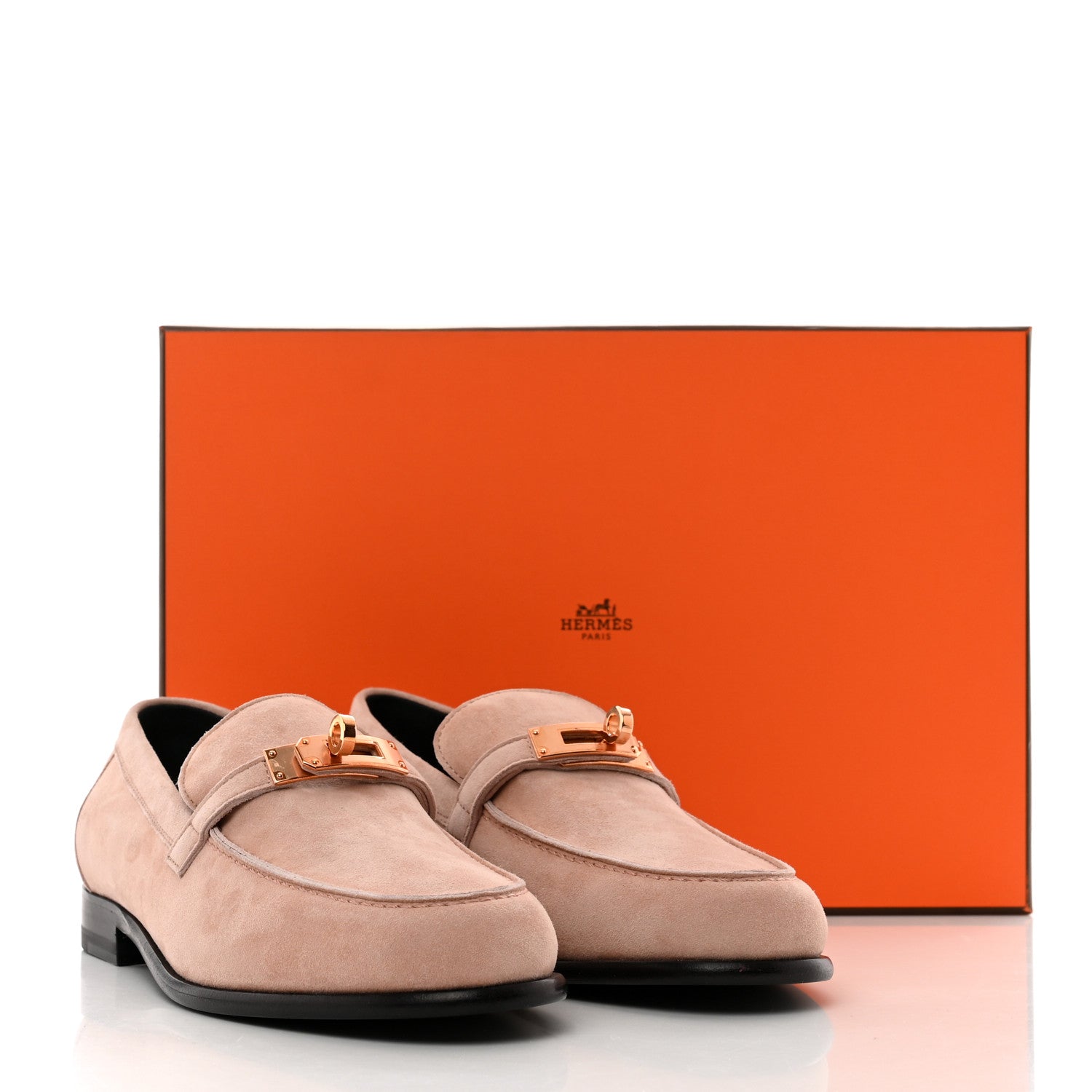 Hermes Suede Goatskin Womens Destin Loafer 37.5 Rose Opaline 9 of 9