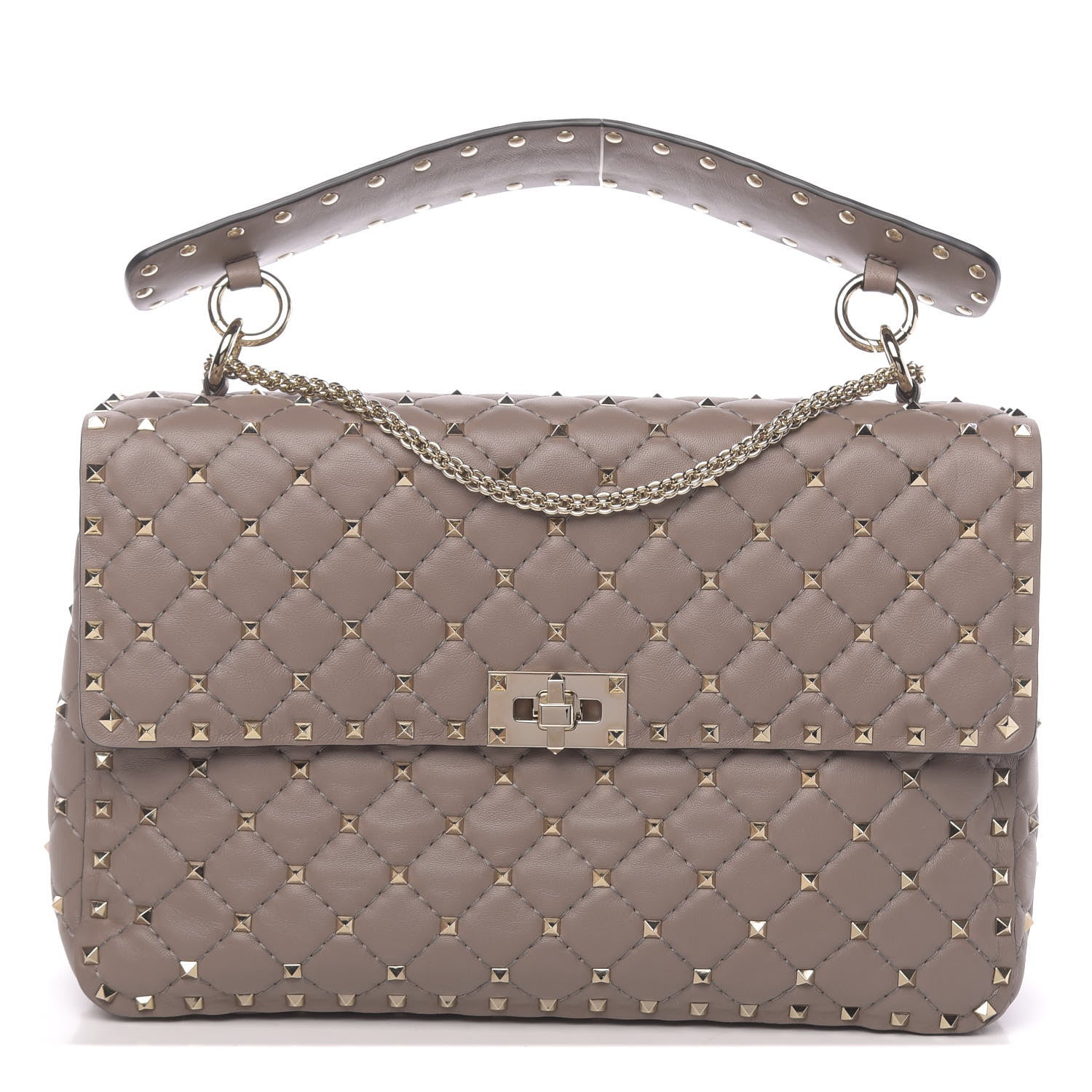 Valentino Garavani Nappa Large Rockstud Spike Shoulder Bag Clay 1 of 11