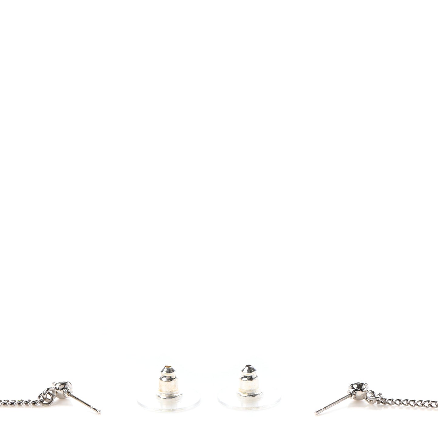 Baguette Crystal CC Drop Earrings Silver