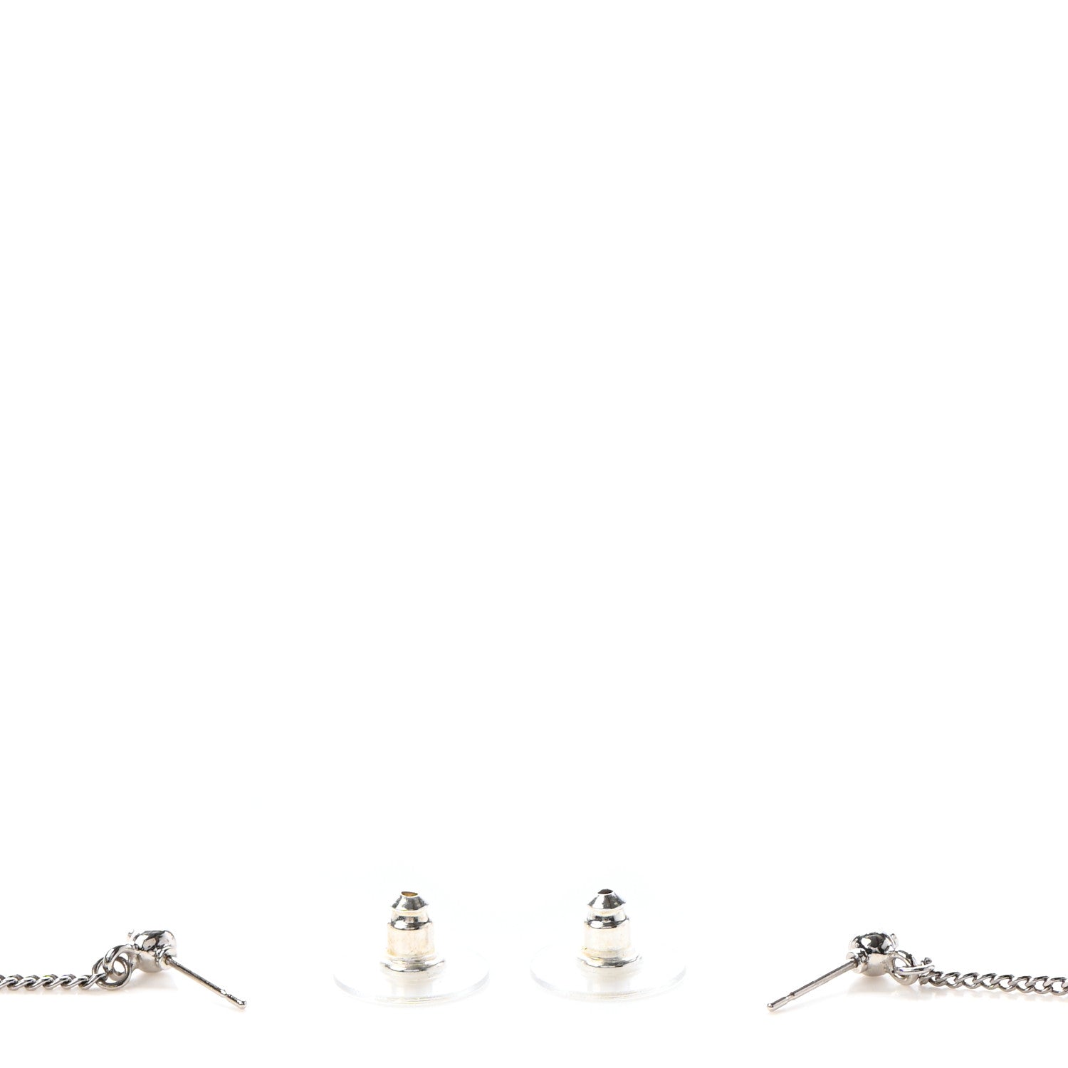Chanel Baguette Crystal CC Drop Earrings Silver 3 of 4