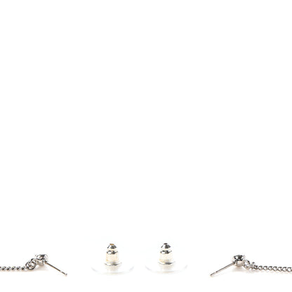 Chanel Baguette Crystal CC Drop Earrings Silver 3 of 4