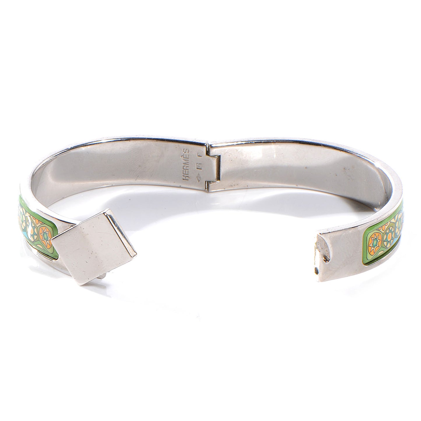 Enamel Printed Narrow Millefiori Bracelet 62 Green