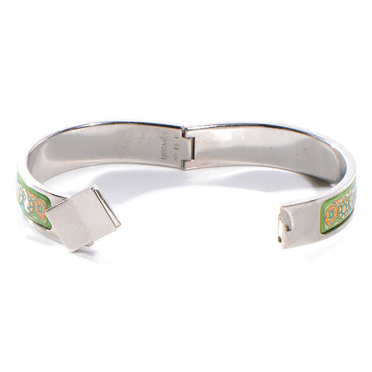 Hermes Enamel Printed Narrow Millefiori Bracelet 62 Green 4 of 5