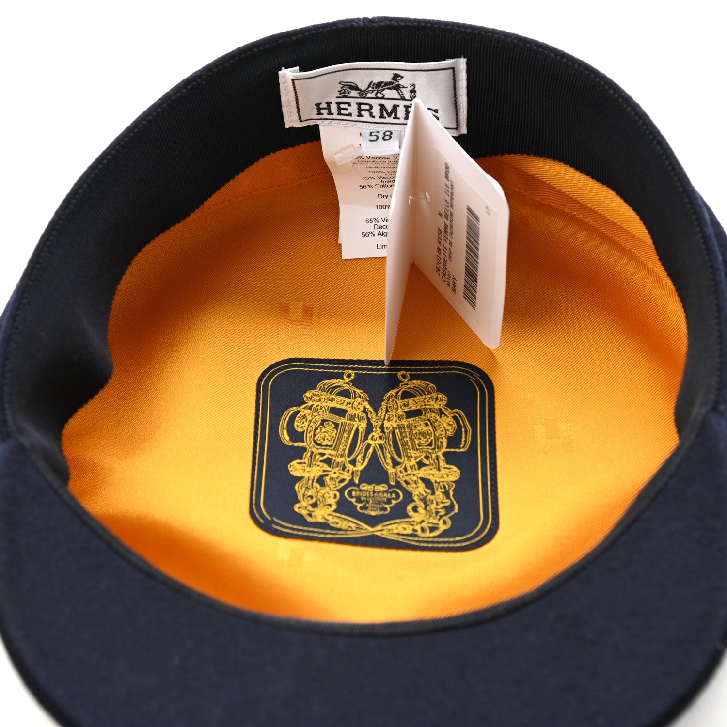 Hermes Cashmere Womens Belle-Ile Cap 58 Navy 8 of 12