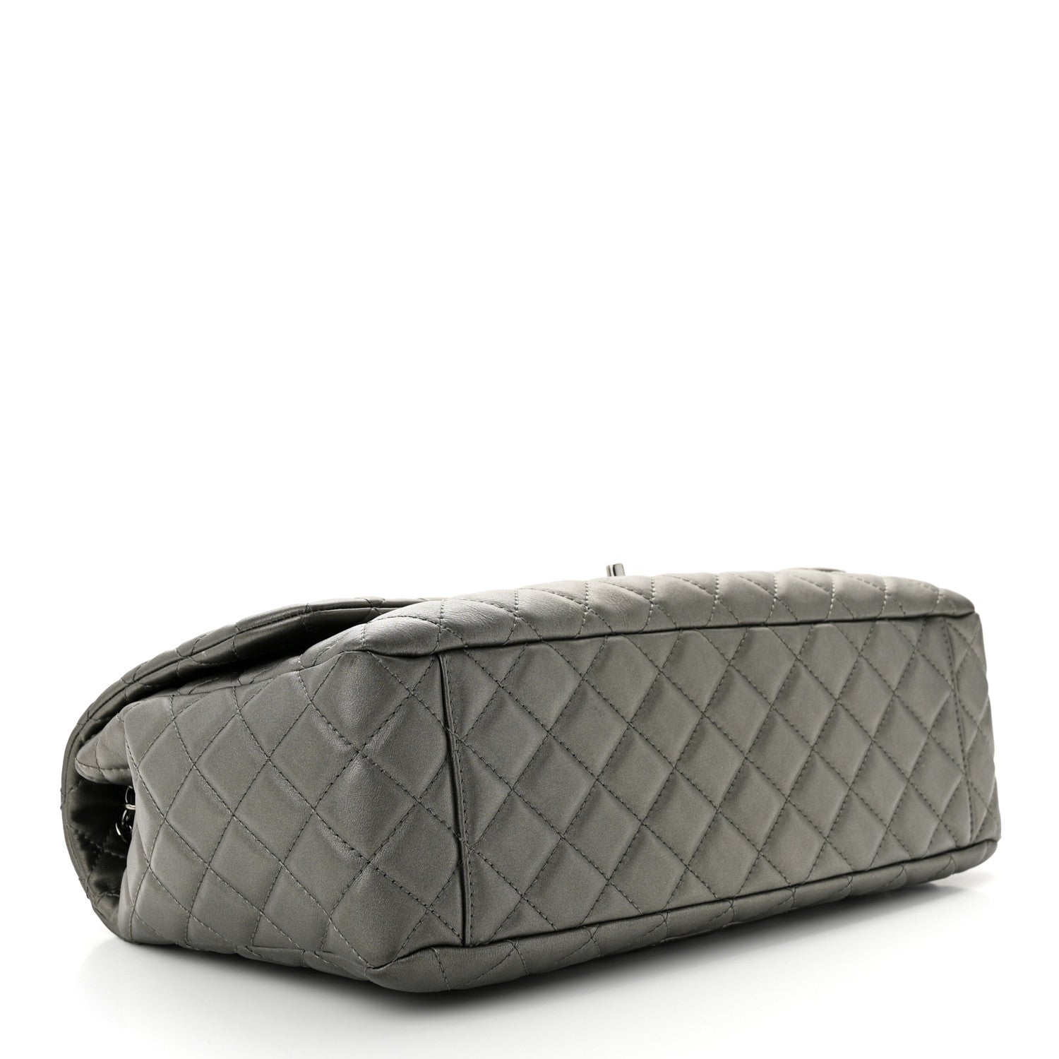 Chanel Metallic Calfskin Quilted Small XXL Travel Flap Bag Dark Silver 4 of 10