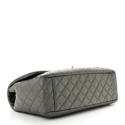 Chanel Metallic Calfskin Quilted Small XXL Travel Flap Bag Dark Silver 4 of 10