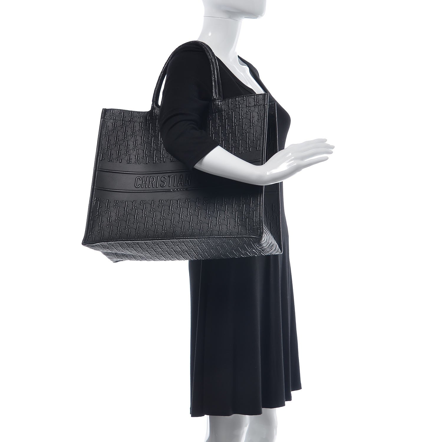 Christian Dior Oblique Calfskin Embossed Book Tote Black 2 of 13
