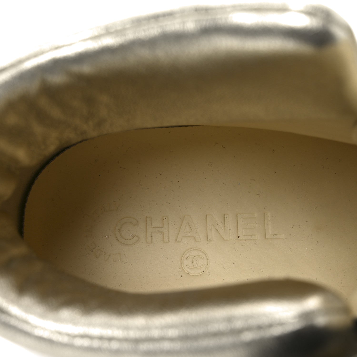 Chanel Metallic Lambskin Camellia High Top Sneakers 39.5 Gold 7 of 9