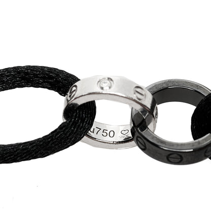 Cartier 18K White Gold Ceramic 4 Diamond LOVE Cord Bracelet Black 6 of 7