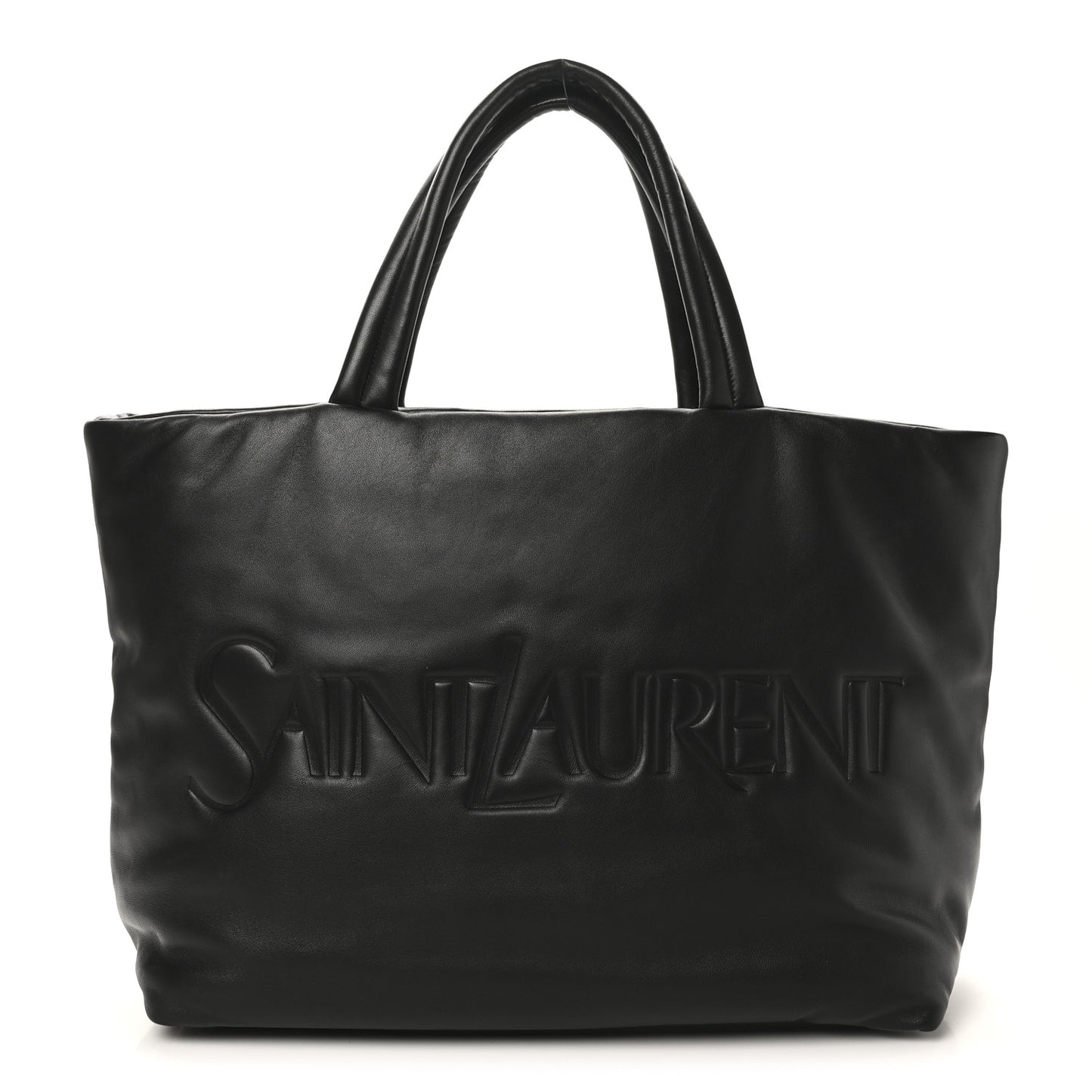 Lambskin Wide Puffer Tote Black