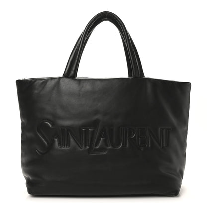 Saint Laurent Lambskin Wide Puffer Tote Black 1 of 10