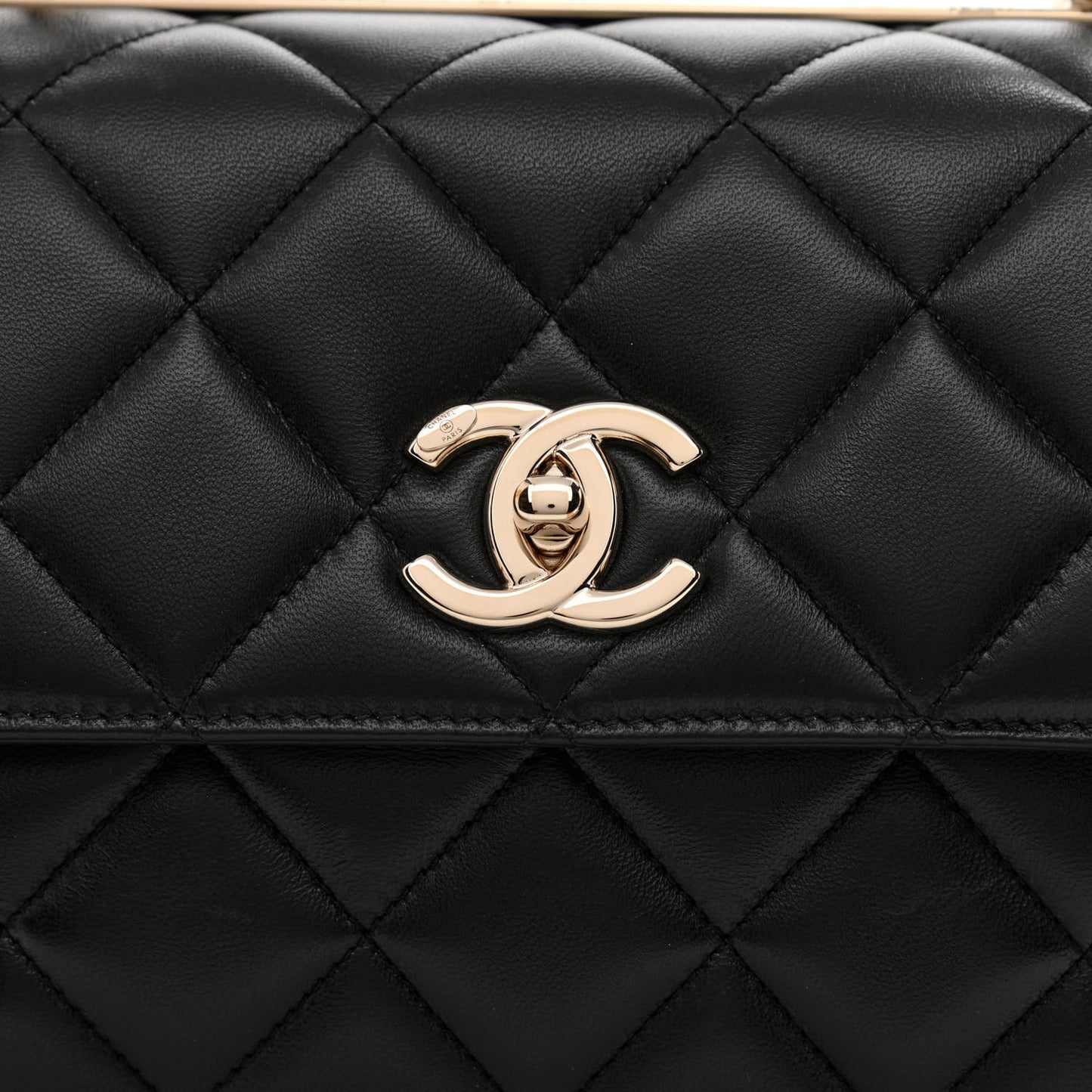 Lambskin Quilted Small Trendy CC Dual Handle Flap Bag Black