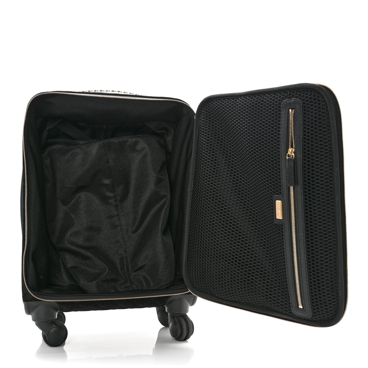 Suede Quilted Coco Case Trolley Black