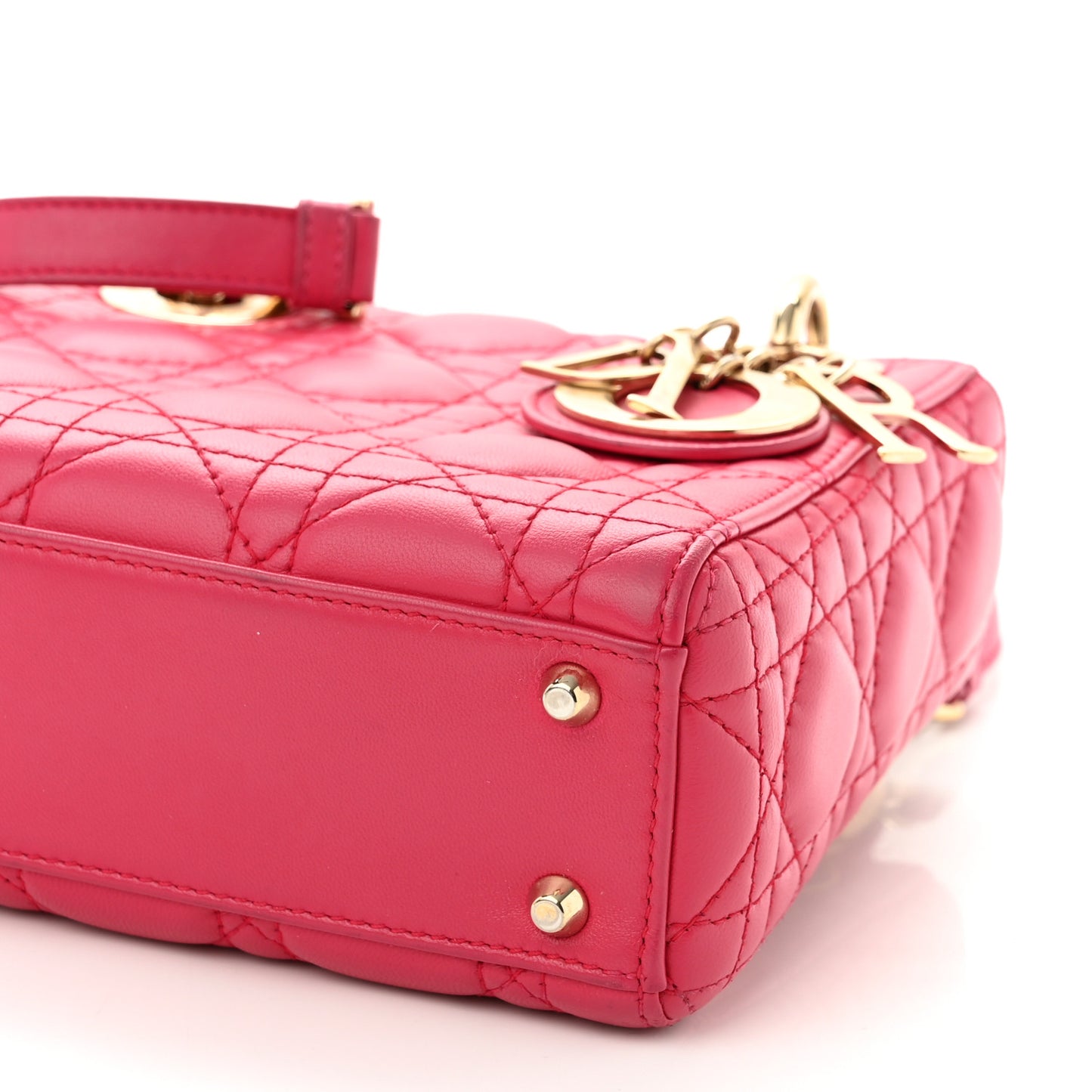 Lambskin Cannage Mini Lady Dior Fuchsia
