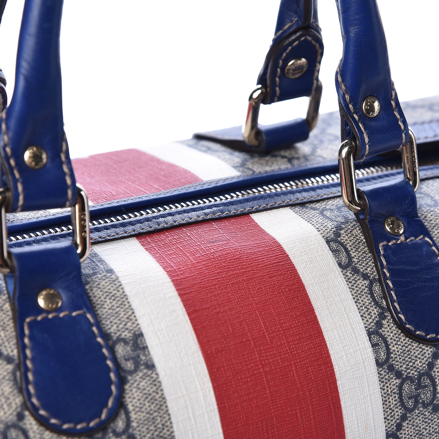 Gucci GG Plus Monogram Sloaney Union Jack British Flag Medium Boston Blue 12 of 13