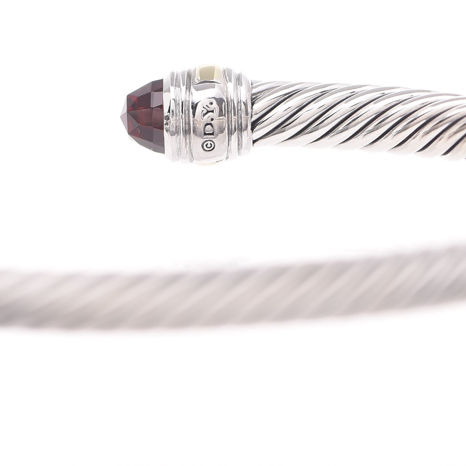 David Yurman Sterling Silver 14K Yellow Gold Garnet 5mm Cable Classics Bracelet 4 of 5