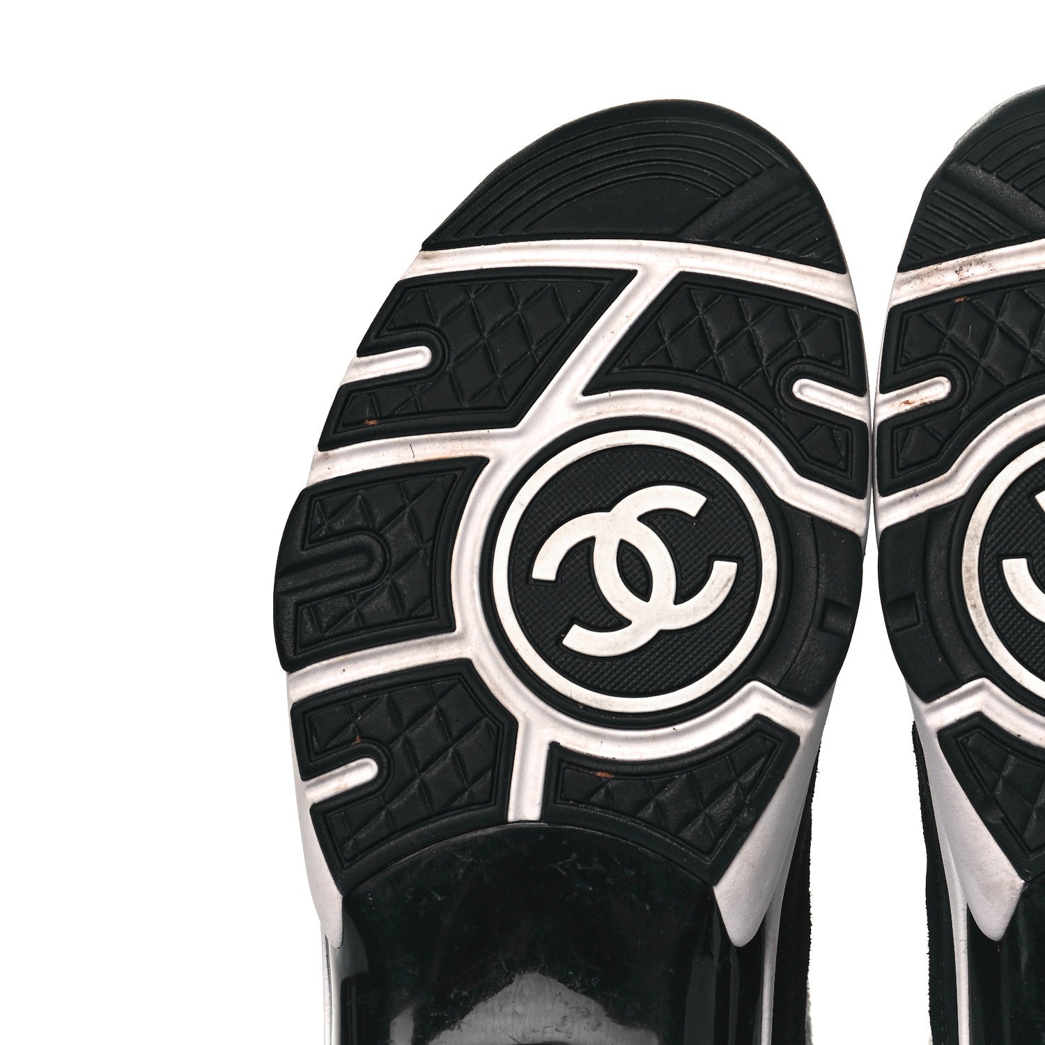 Chanel Fabric Suede Calfskin CC Sneakers 42 White Black 6 of 6