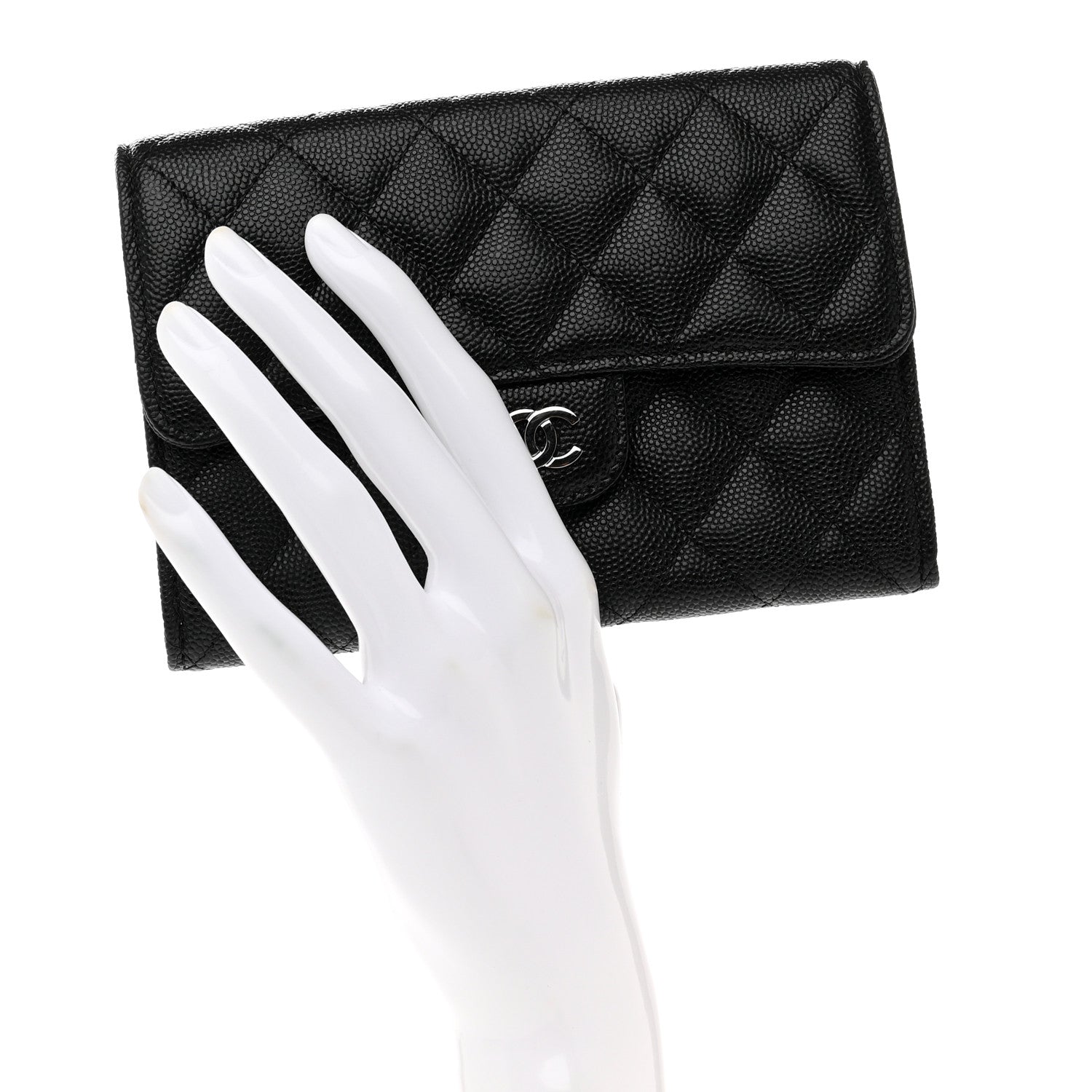Chanel Caviar Quilted Large Gusset Flap Wallet Black 2 of 7