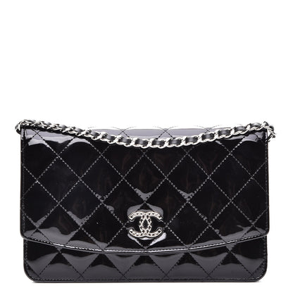 Chanel Patent Quilted Brilliant Wallet On Chain WOC Black 1 of 9