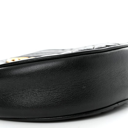 Gucci Azalea Calfskin Matelasse Heart Mini GG Marmont Round Shoulder Bag Black 9 of 10