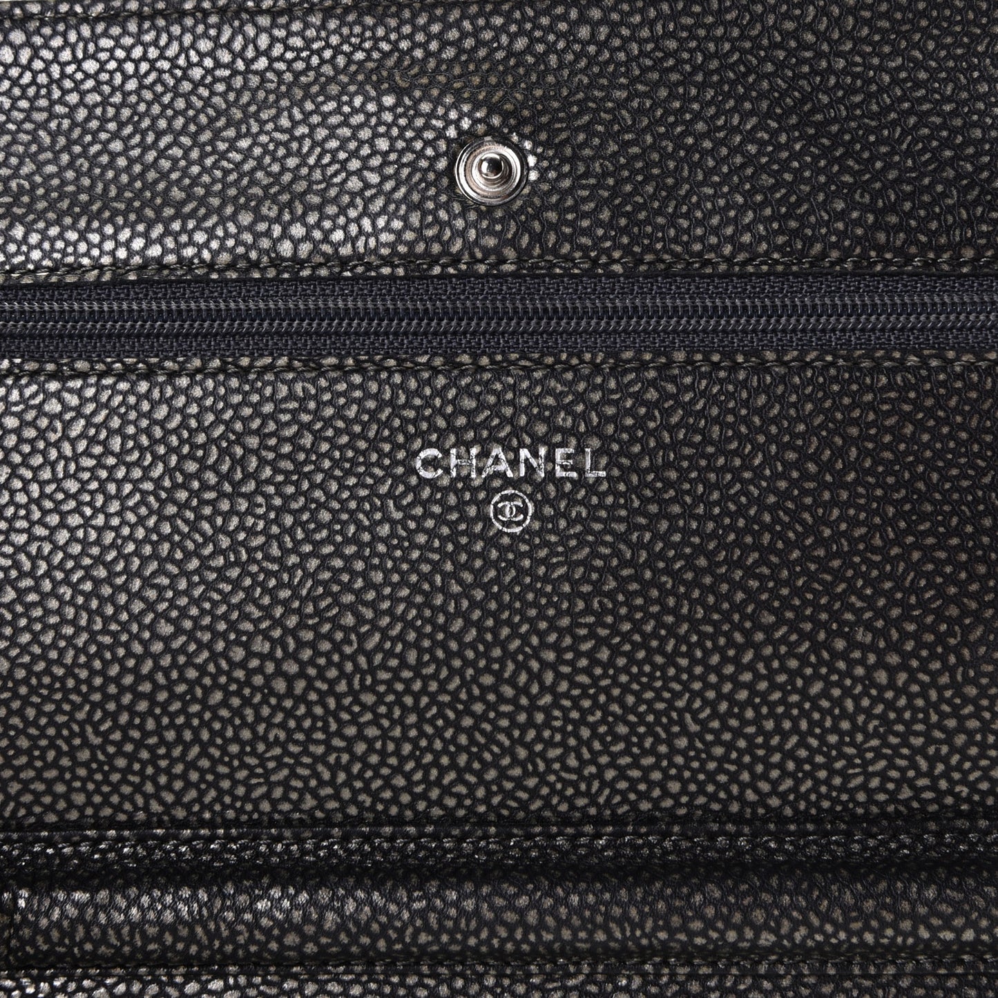 Metallic Caviar Timeless CC Wallet On Chain WOC Dark Silver