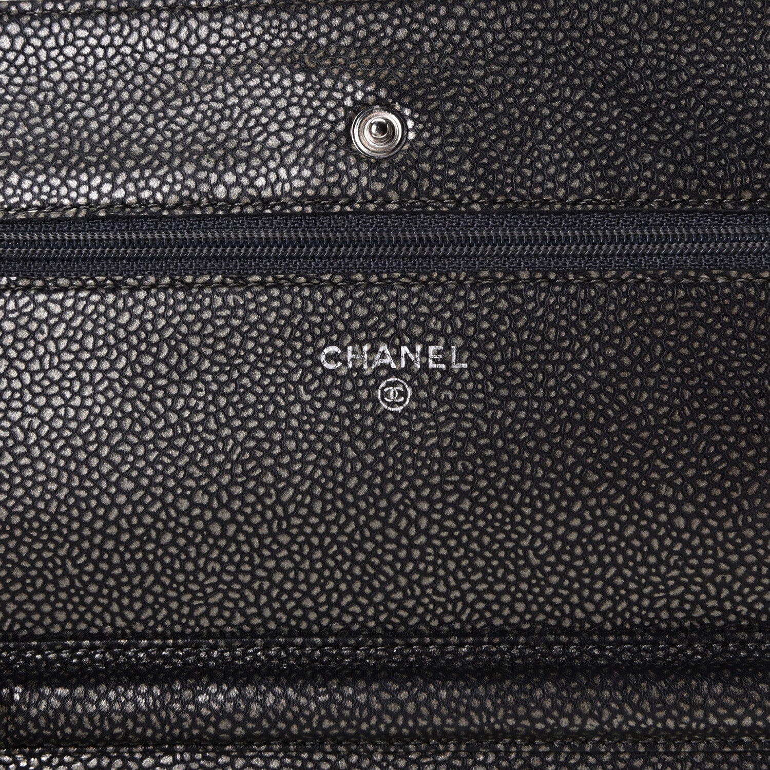 Chanel Metallic Caviar Timeless CC Wallet On Chain WOC Dark Silver 4 of 6