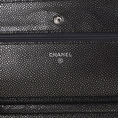 Chanel Metallic Caviar Timeless CC Wallet On Chain WOC Dark Silver 4 of 6