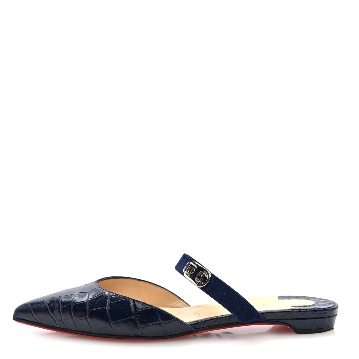 Calfskin Crocodile Embossed Choc Lock Flats 38 Obscur
