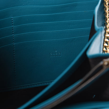 Gucci Velvet Matelasse GG Marmont Chain Wallet Pavone Cyan 5 of 8