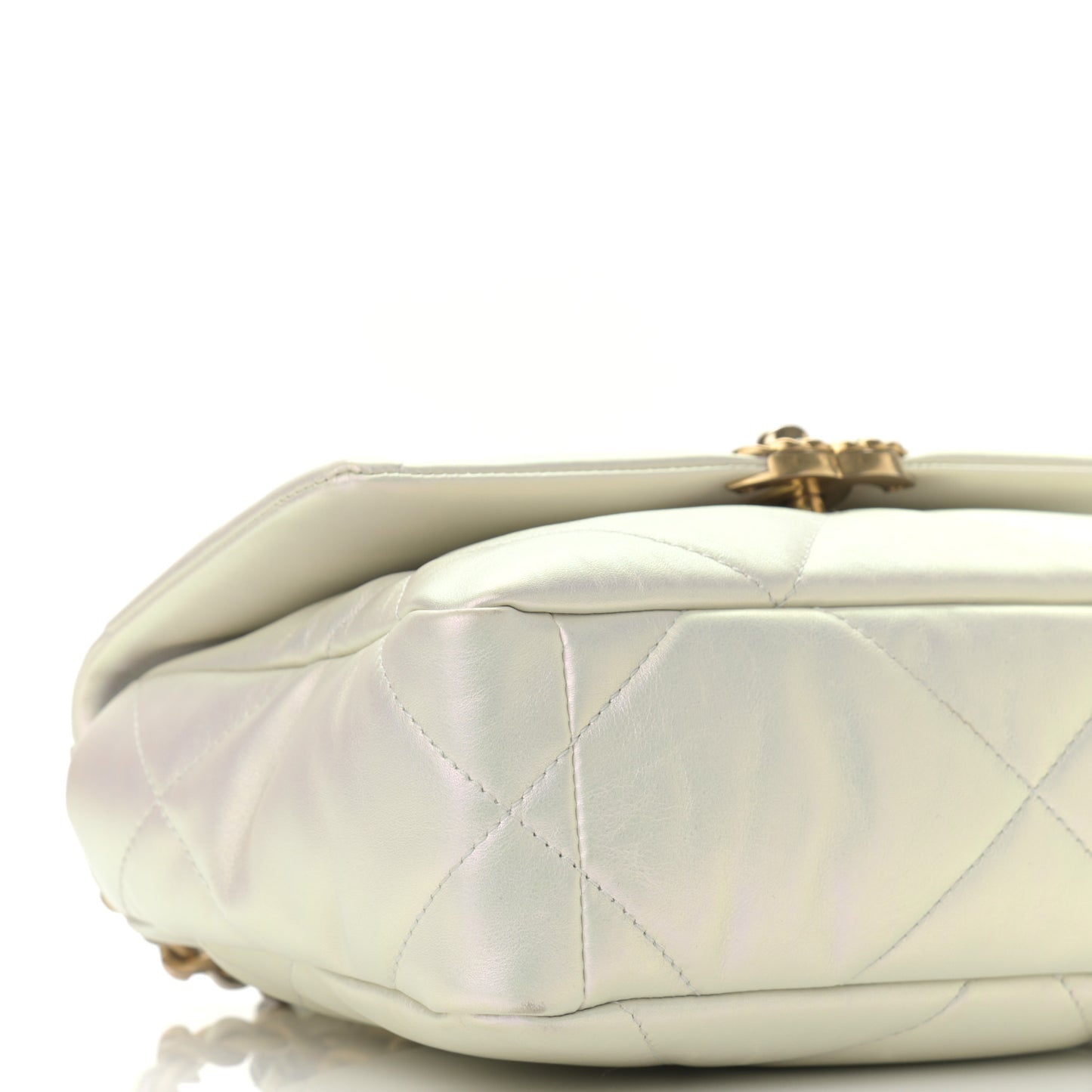 Iridescent Calfskin Quilted Medium Chanel 19 Flap White
