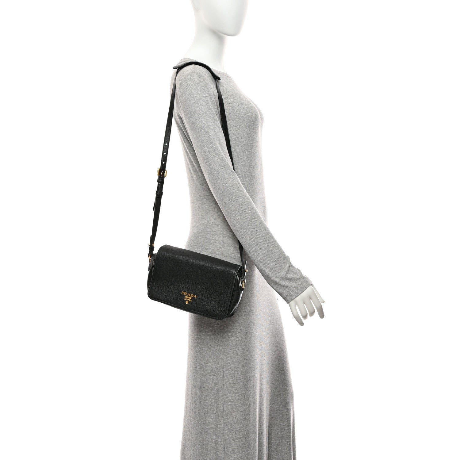 Prada Vitello Phenix Crossbody Bag Black 2 of 10