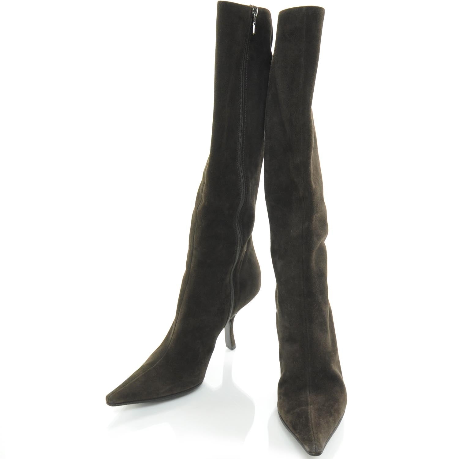 Prada Suede Tall Boots 36.5 Brown 1 of 8
