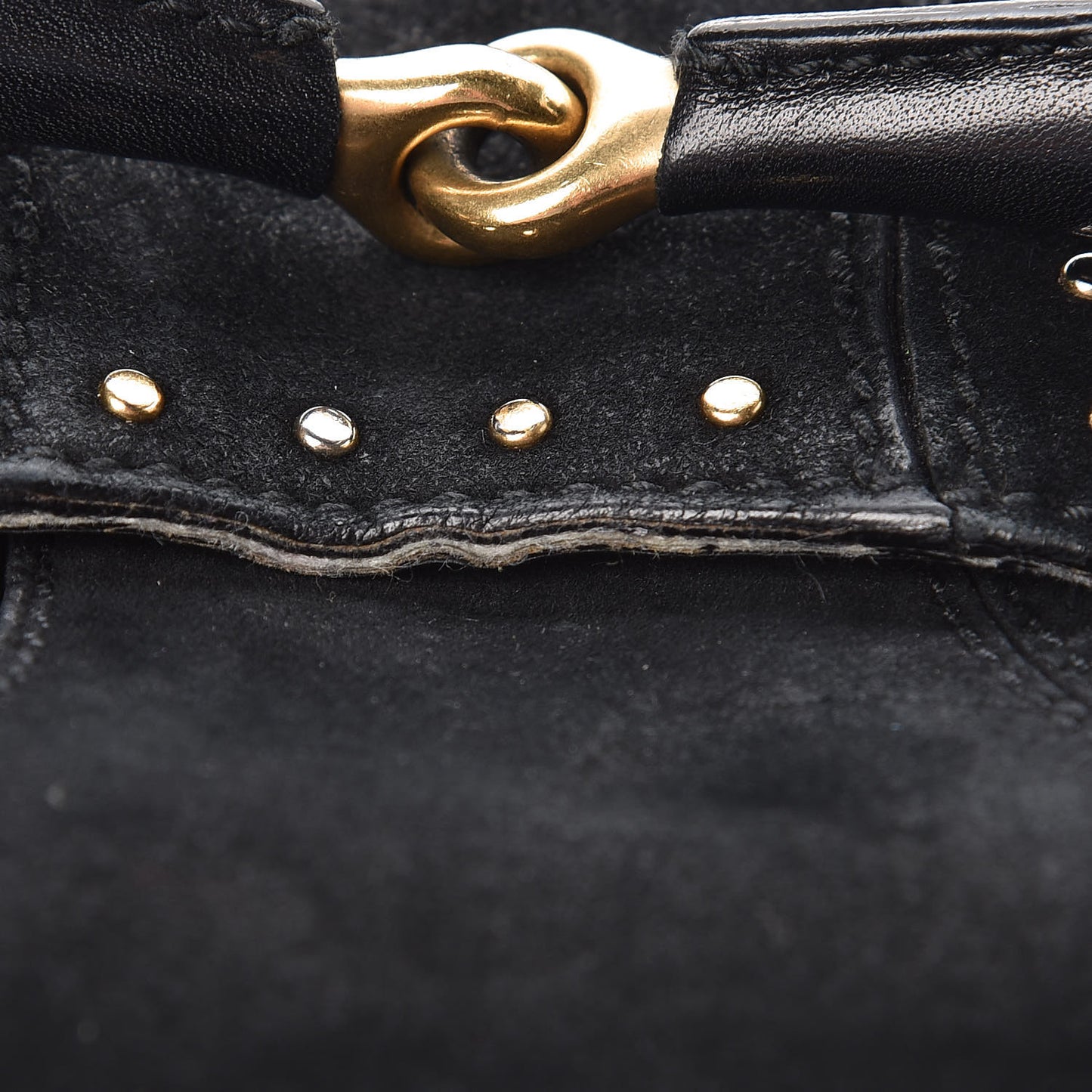 Suede Studded Horsebit Clutch Bag Black