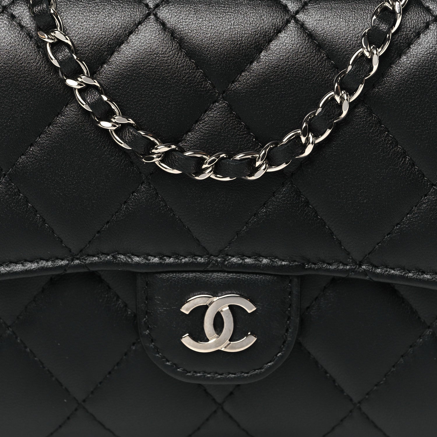 Chanel Lambskin Quilted Mini French Wallet On Chain WOC Black 9 of 11