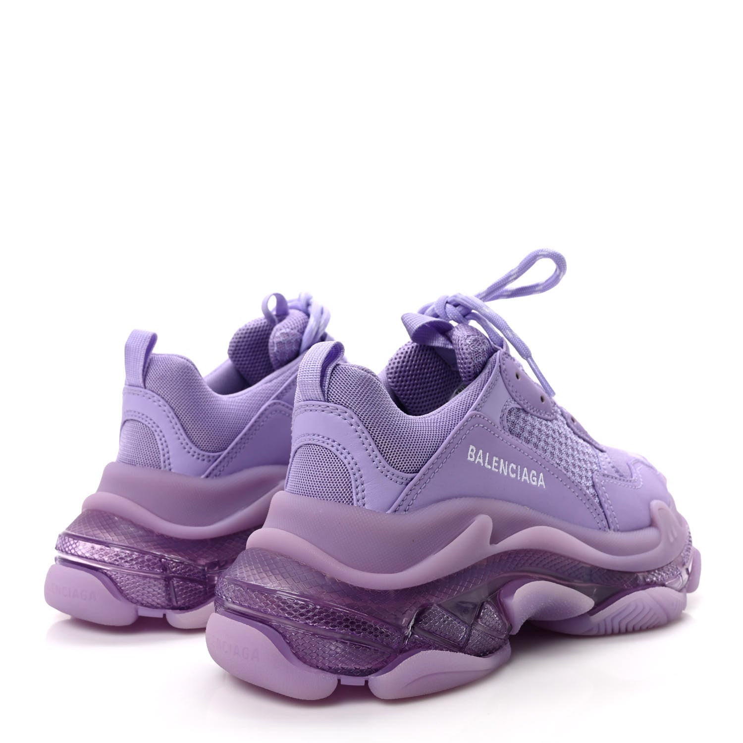 Balenciaga Fabric Mesh Clear Sole Womens Triple S Sneakers 38 Light Lilac White 4 of 9